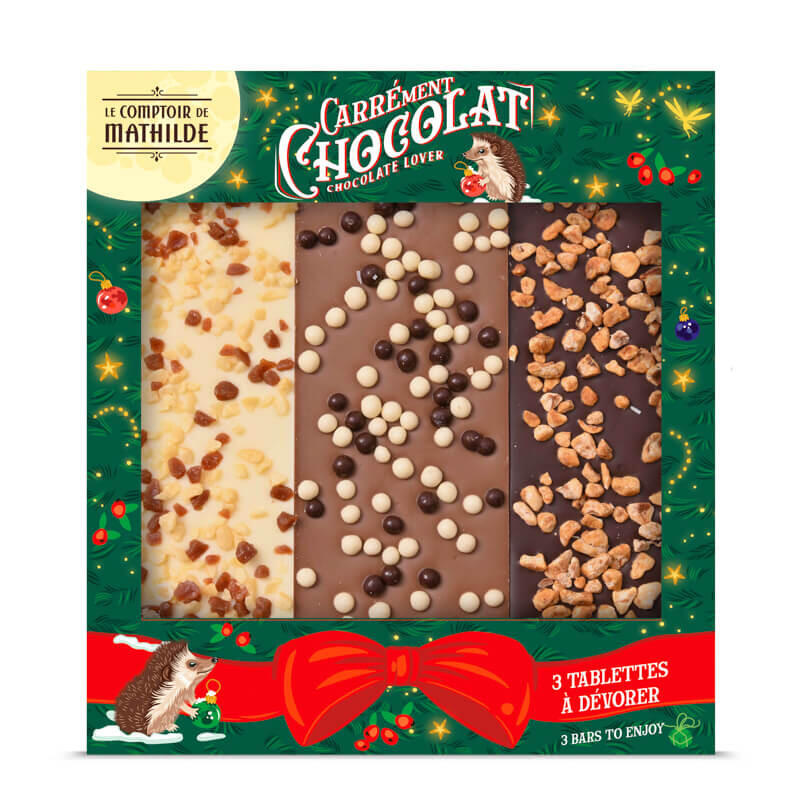 Gift box with 3 chocolate bars – Christmas edition – 3 x 90 g