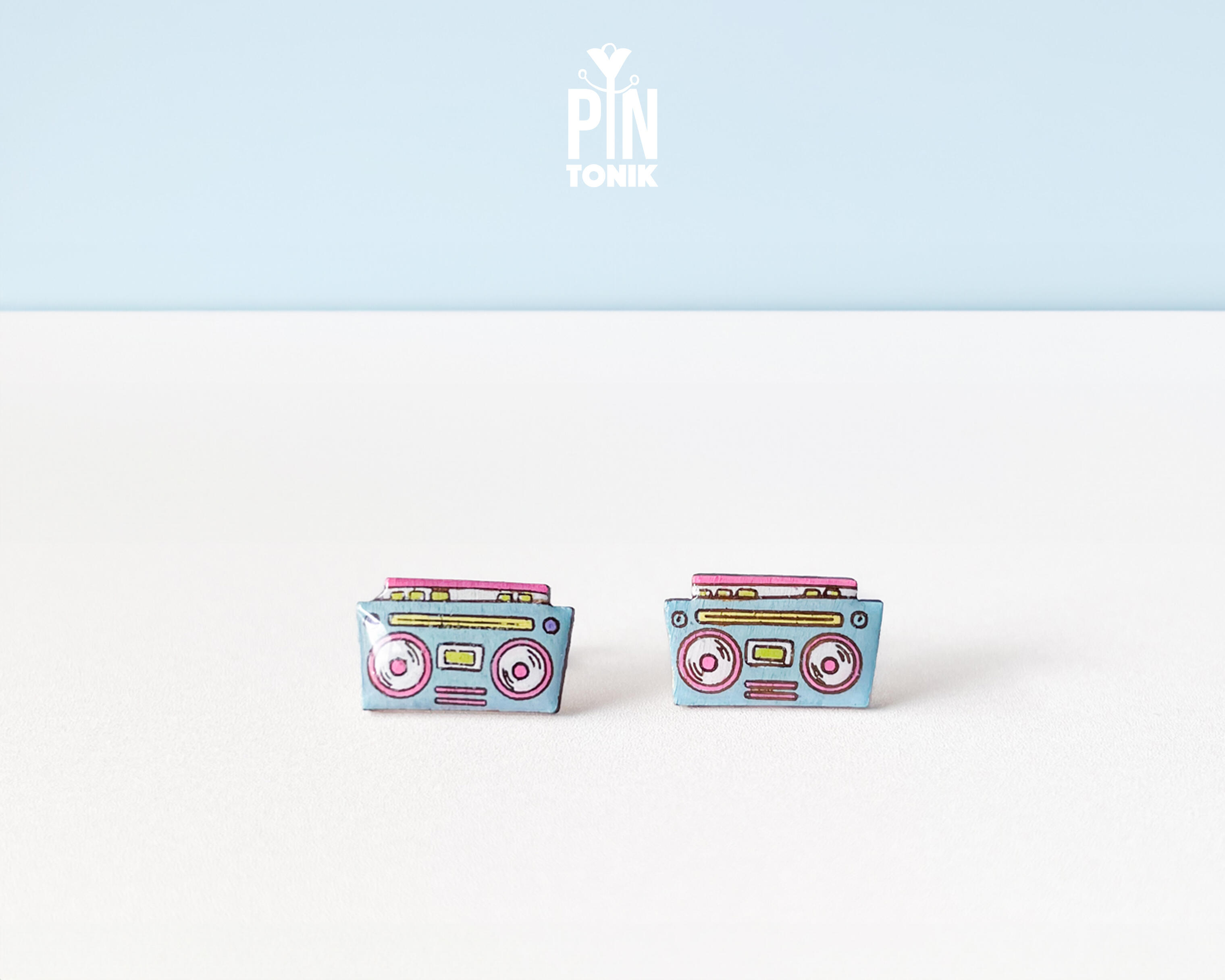 Retro Boombox Stud Earrings | Music Lover Gift | 80s Earrings | PinTonik