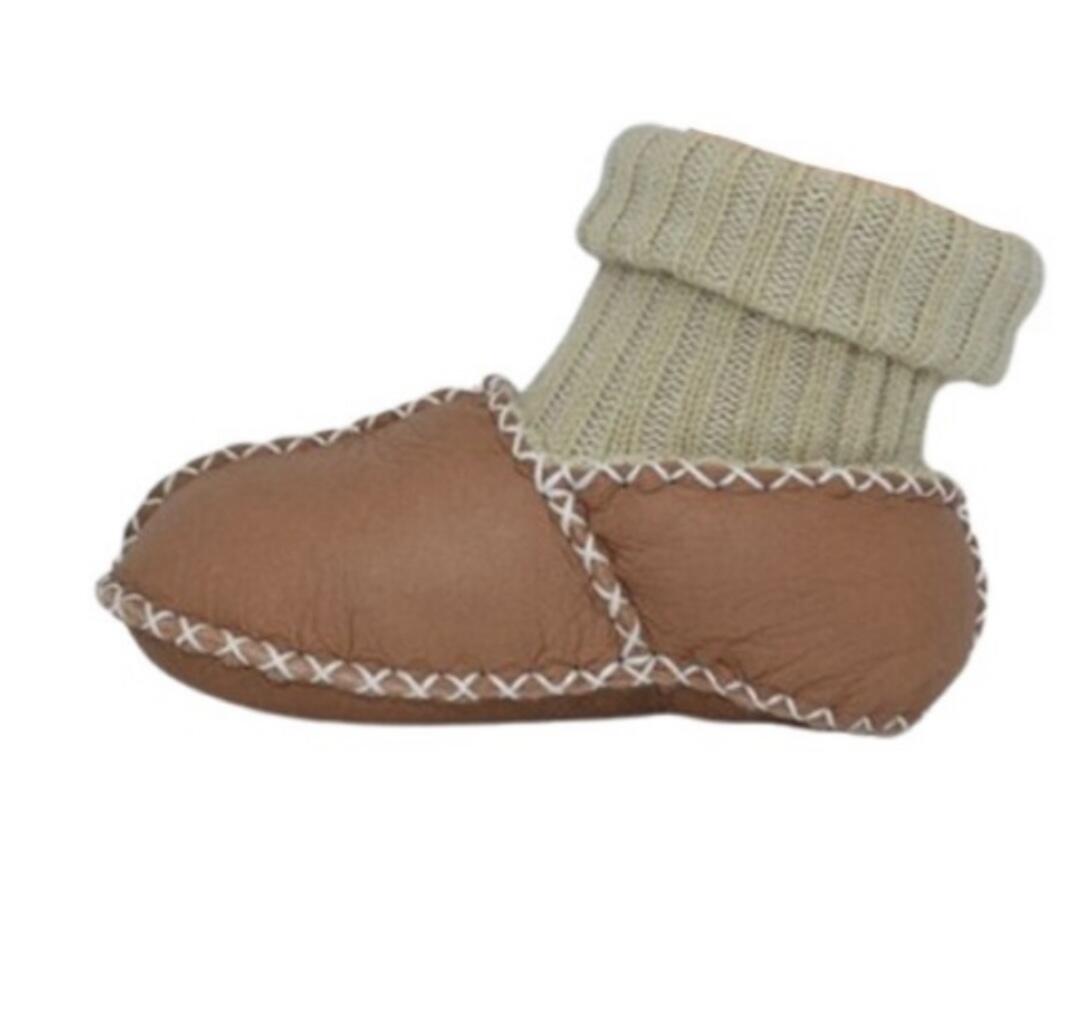 Chaussons bébé fourrés organic camel Papulin 