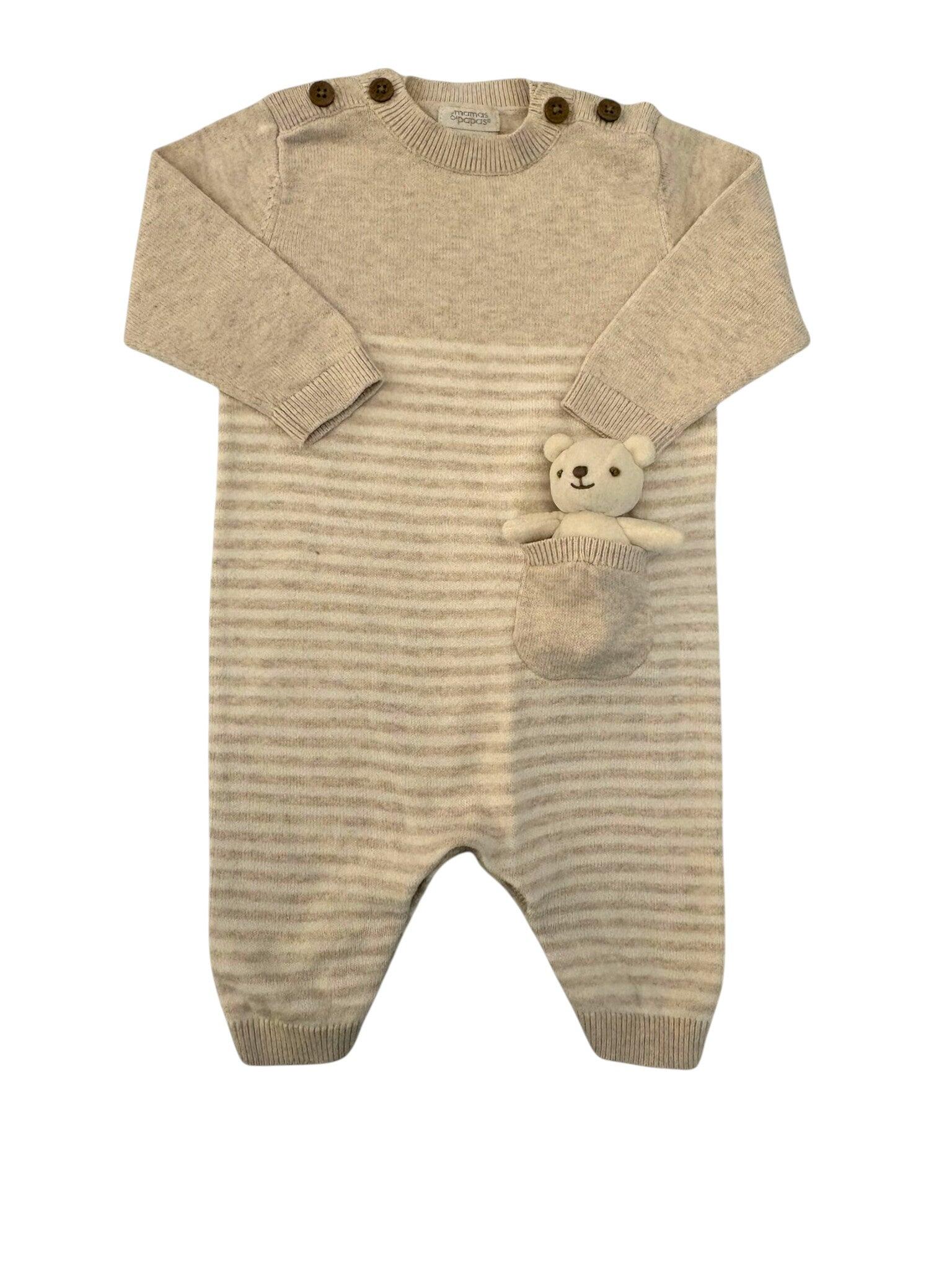 Mamas & Papas Strick-Romper mit Bär (0-3 Monate)