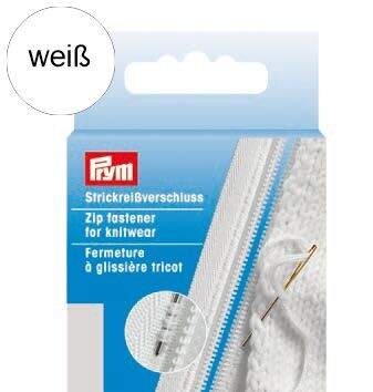Prym Teilbarer Reißverschluss Für Strickwaren – 50 Cm, Weiß, Kunststoff