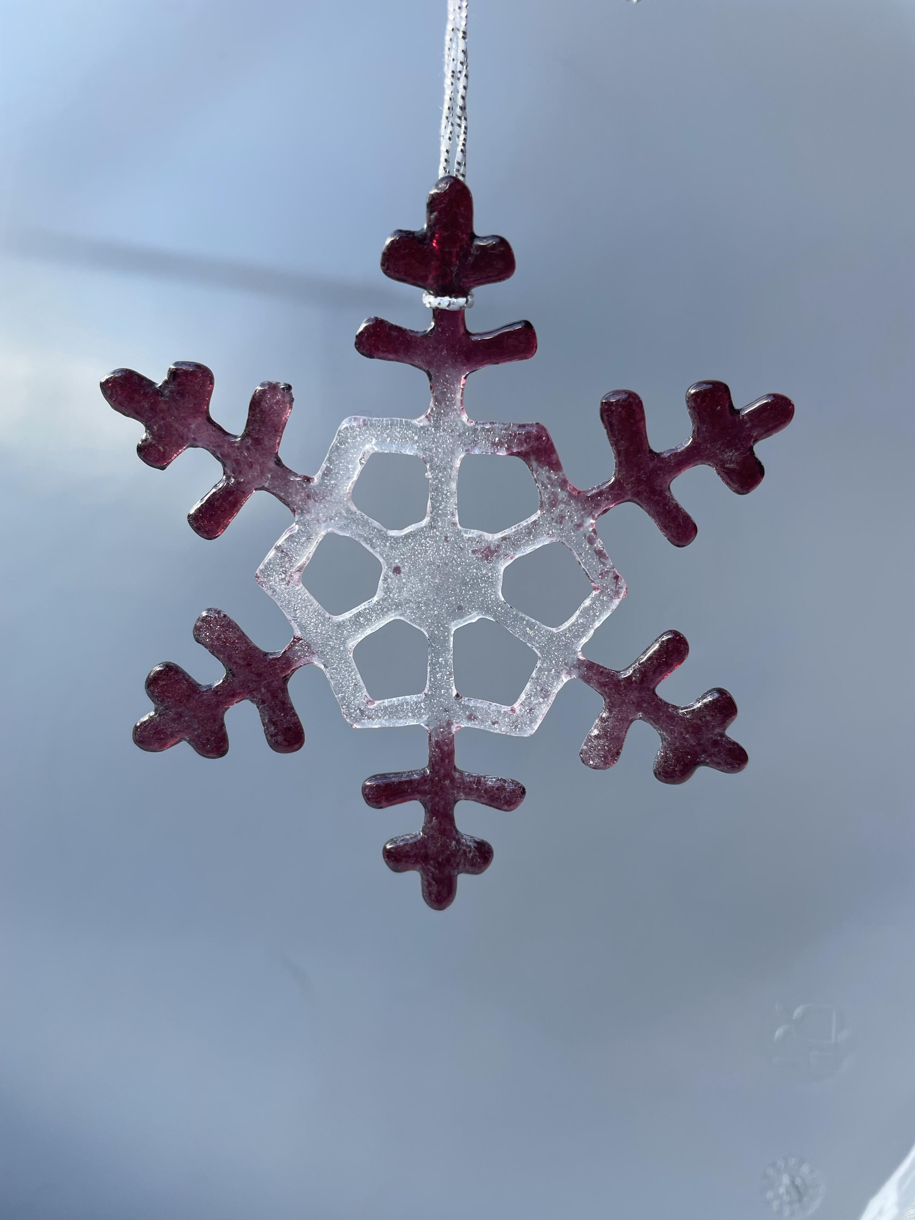 Schneeflocke aus Glas “MADE IN LUXEMBOURG” - bordeaux