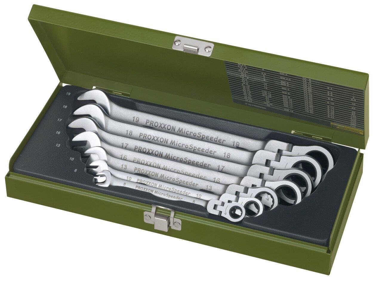 Proxxon Ensemble de clés mixtes MicroSpeeder articulé, 8 à 19 mm, 7 pièces