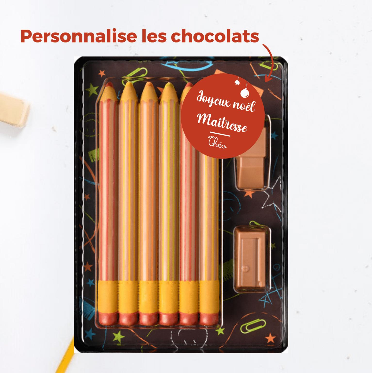 Boîte à crayons en chocolat: Maître/Maîtresse