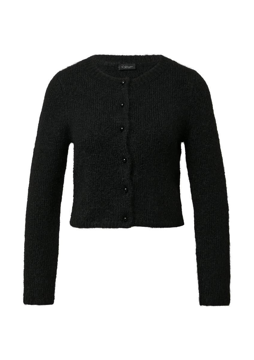 Black Short chunky-knit cardigan made from wool Letzshop