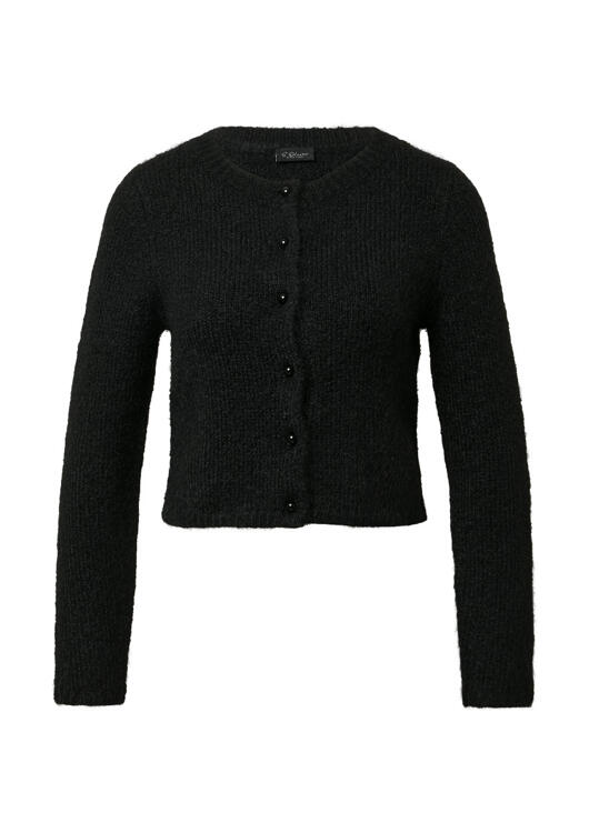Black Short chunky-knit cardigan made from wool Letzshop