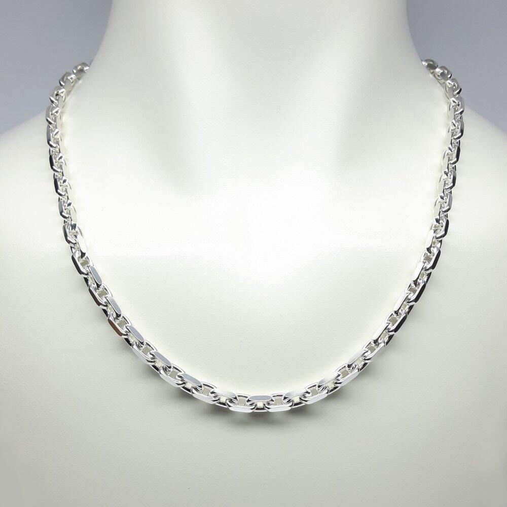 Ankercollier diamantiert, 925er Silber massiv, Länge 50cm Ø5,3mm.