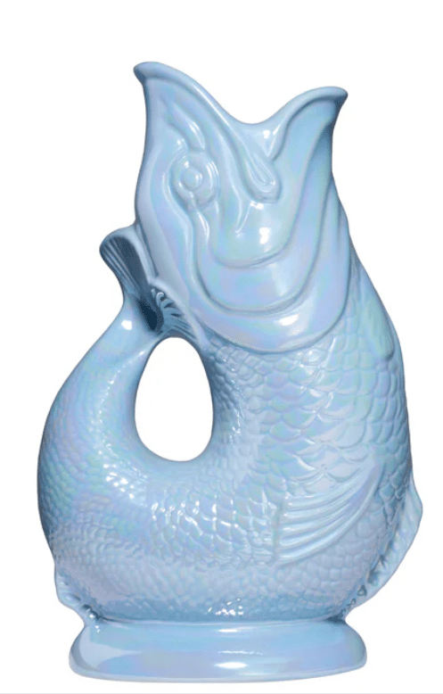 Gluckigluck - Gluggle Jug - fish jug shimmering in a light blue color