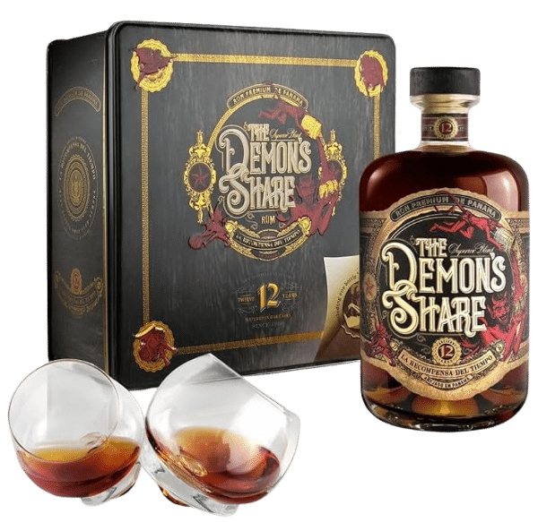 COFFRET RHUM THE DEMON'S SHARE 12 YEARS 41° + 2 VERRES