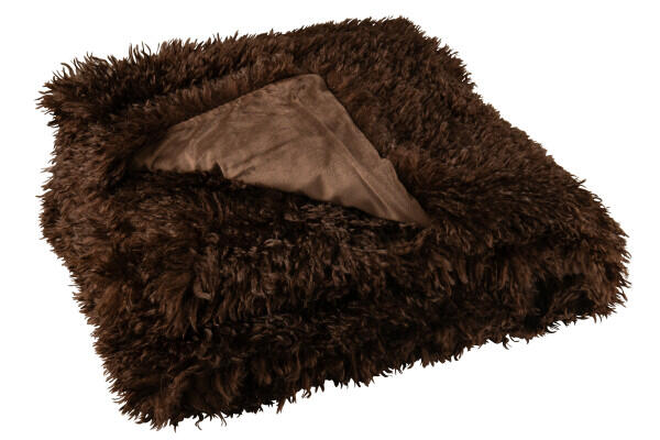 Cozy blanket / Plaid Moutie dark brown - like sheepskin, 180 x 130 cm, 56922