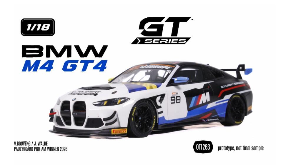 [Vorbestellbar] OttOmobile - BMW M4 GT4 - Bouveng / Walde - P. Ricard Pro-AM Winner - #OT1263 - 1/18