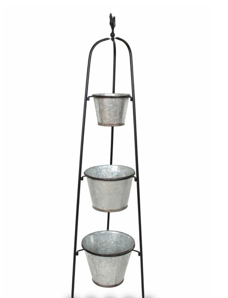 Support de plantes Pyramide avec pots en métal 120 cm 