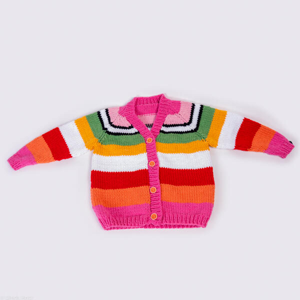 Veste rayée pour enfants, tricotée à la main