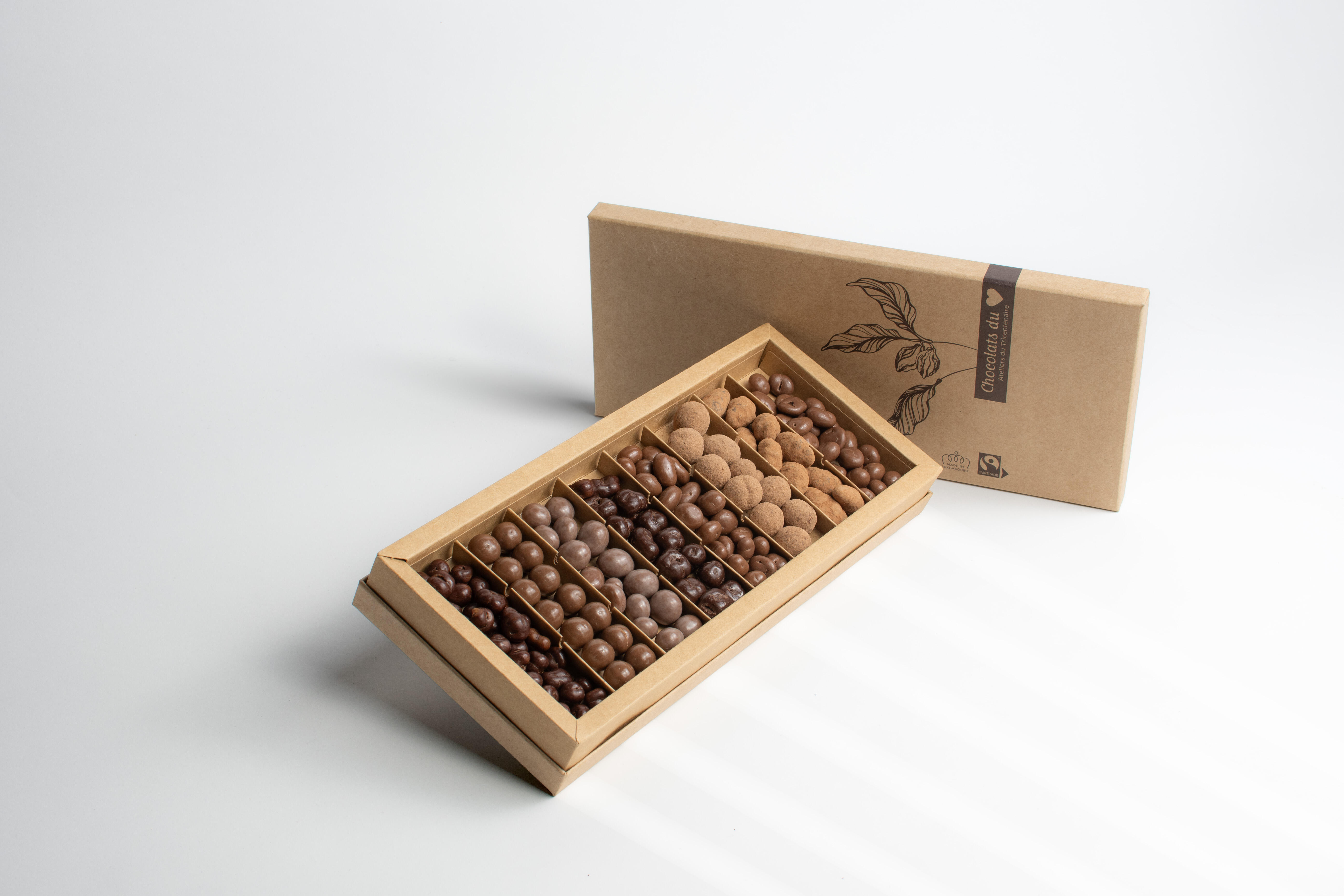 Coffret délices enrobés, chocolat Fairtrade 195gr.