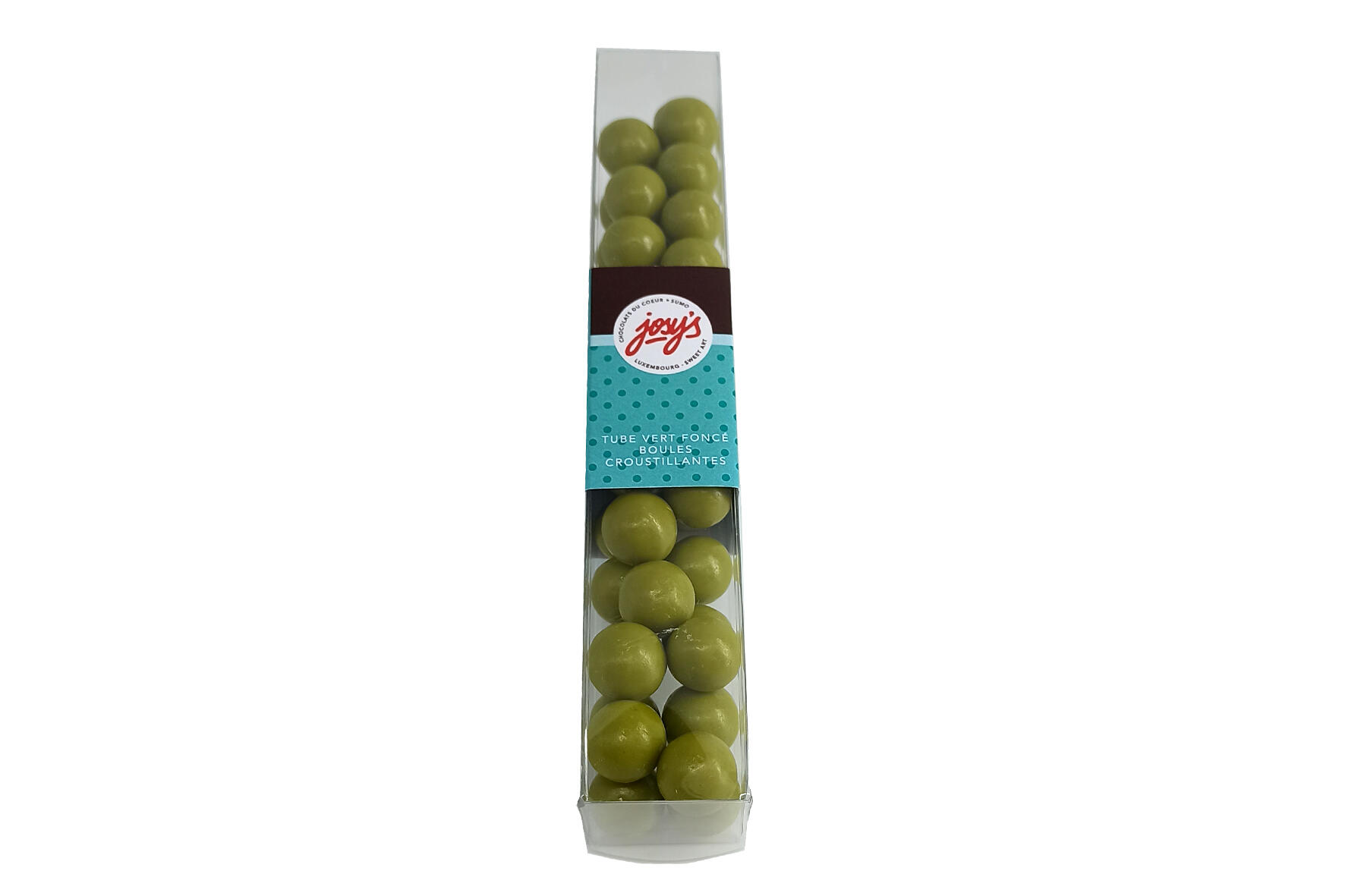 TUBE VERT FONCÉ BOULES CROUSTILLANTES, Fairtrade 95gr.