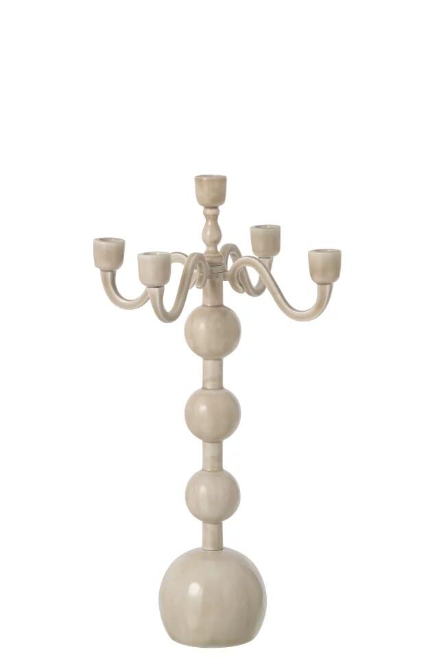 Kerzenständer 5 Arms Ball Aluminium taupe beige (267574) 50 cm hoch  
