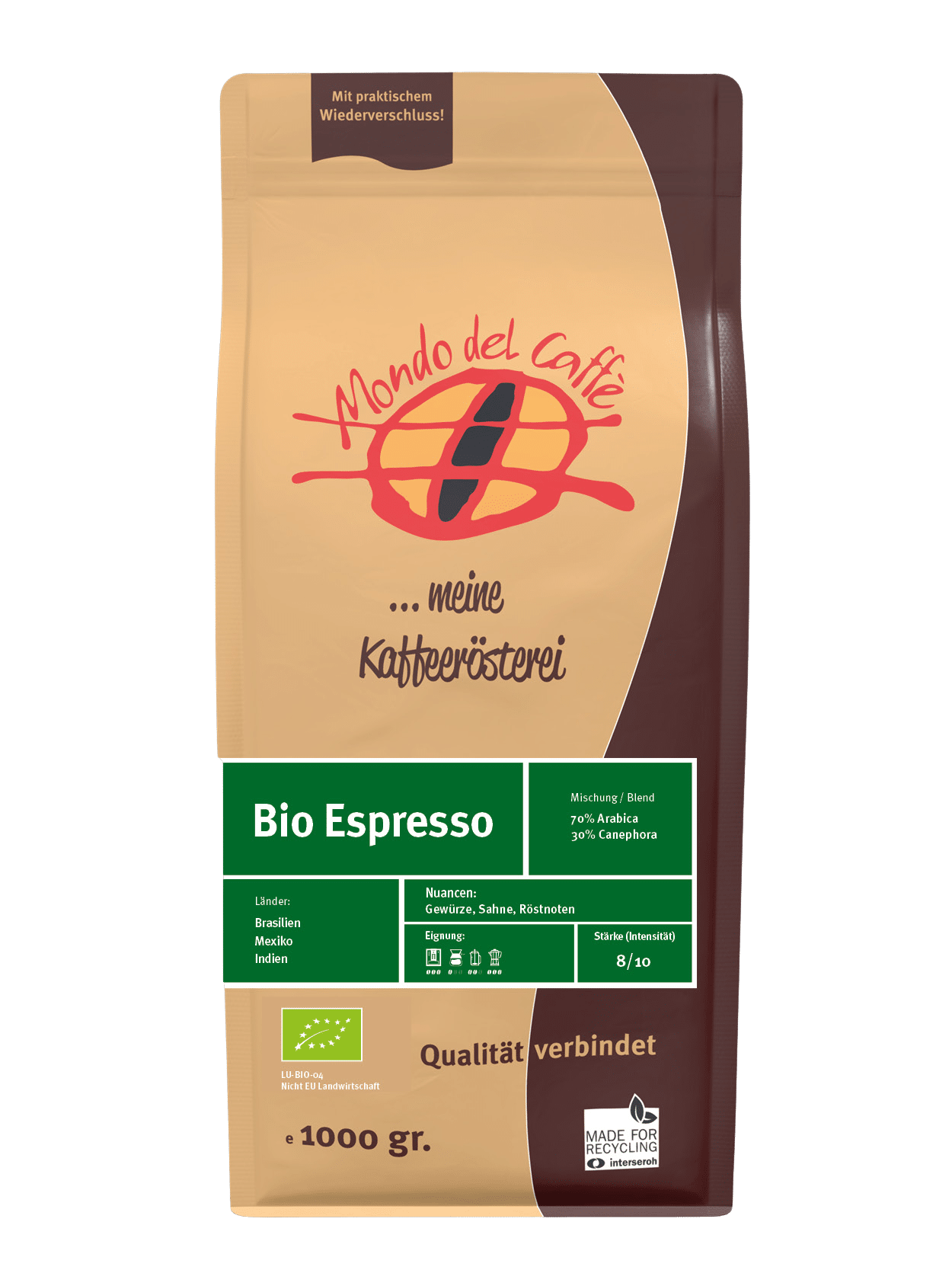 Espresso biologique 70/30 top espresso certifié biologique