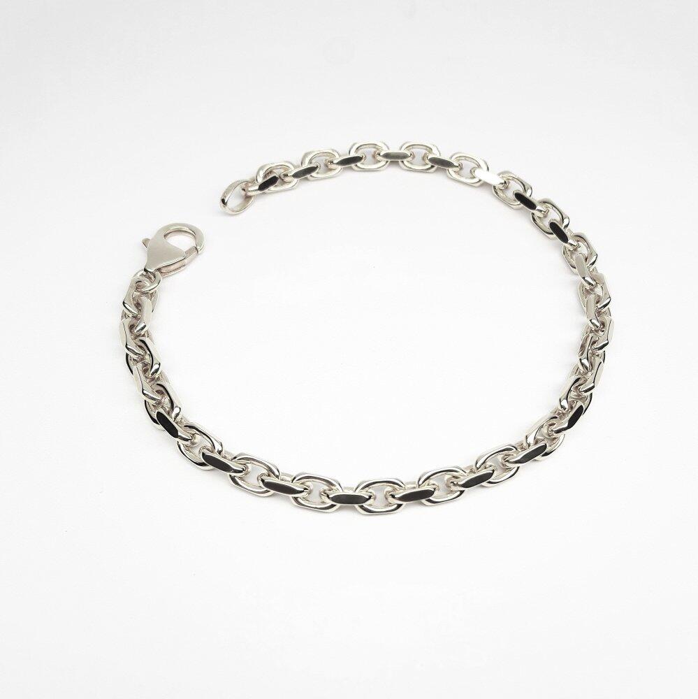 Diamond-cut anchor chain bracelet in solid 925 sterling silver, 21 cm, 4.0 mm.