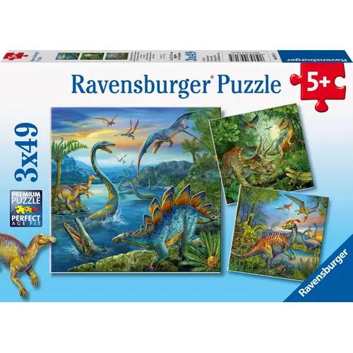 Ravensburger Kinderpuzzle - 09317 Faszination Dinosaurier - Puzzle pour enfants à partir de 5 ans, avec 3x49 pièces