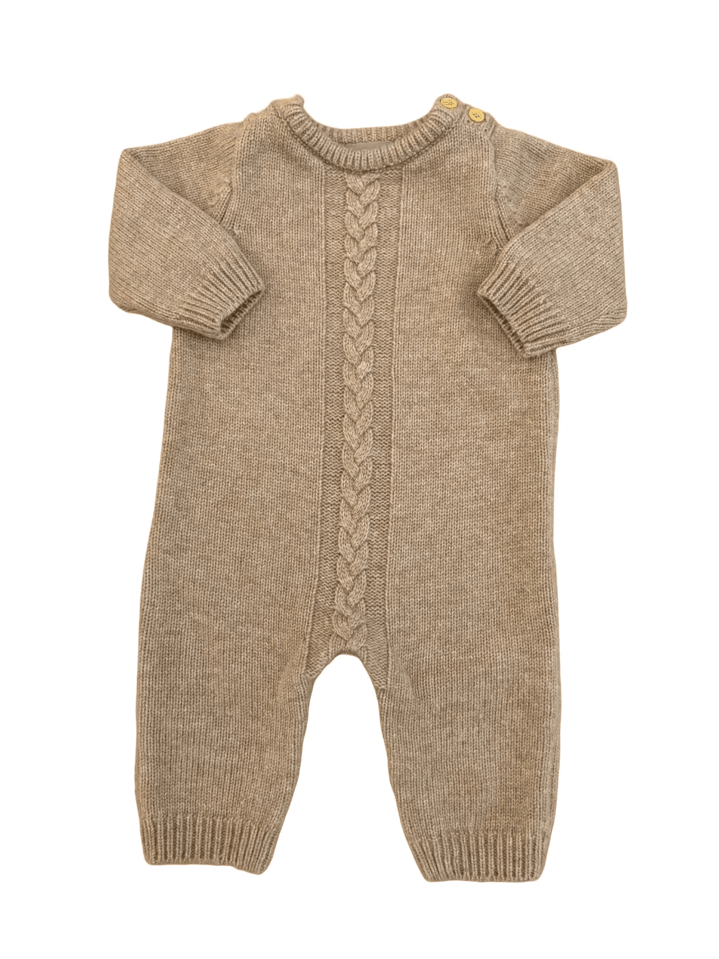 Bout'chou barboteuse en maille torsadée beige (6M / 67)