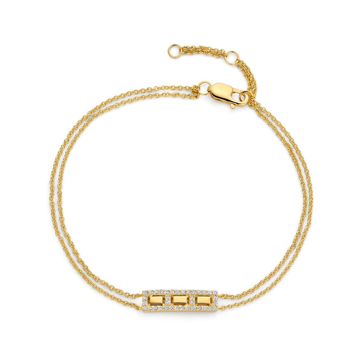 Armband aus Gelbgold 18K, 18 cm, mit 0,118 ct natürlichen Diamanten
