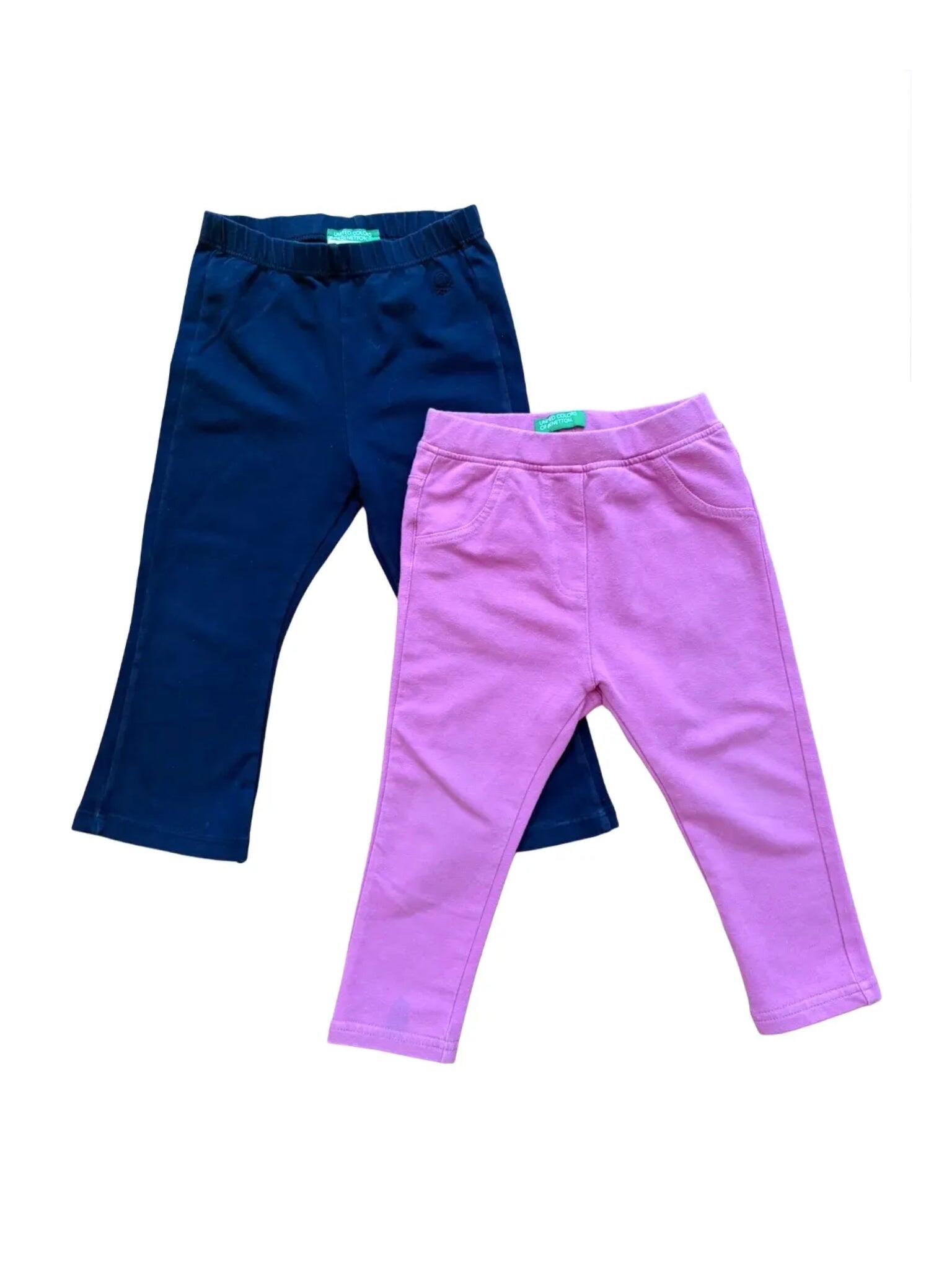 United Colors of Benetton Ensemble de leggings rose et bleu marine (18-24 mois)