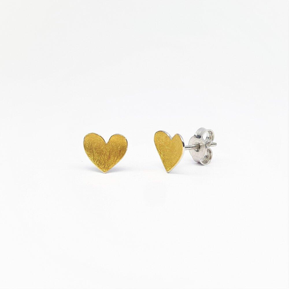 Boucles d'oreille "heartbeat" or fin et argent 925/-