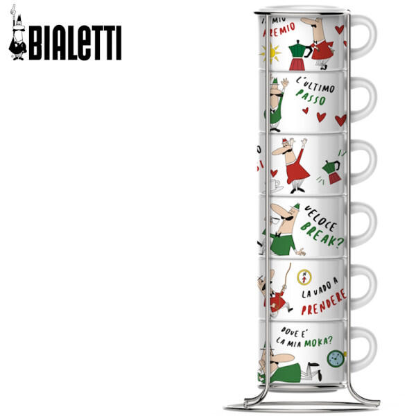 BIALETTI MOKA-SET 6 TASSEN KAFFEE STAPELBAR TAZZ202