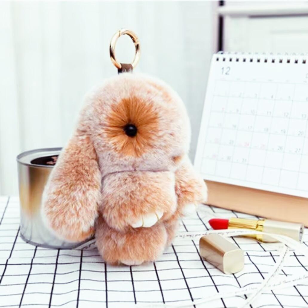 Super flauschiges kawaii echtes Fell Pompon-Häschen: Oinky (15 cm)