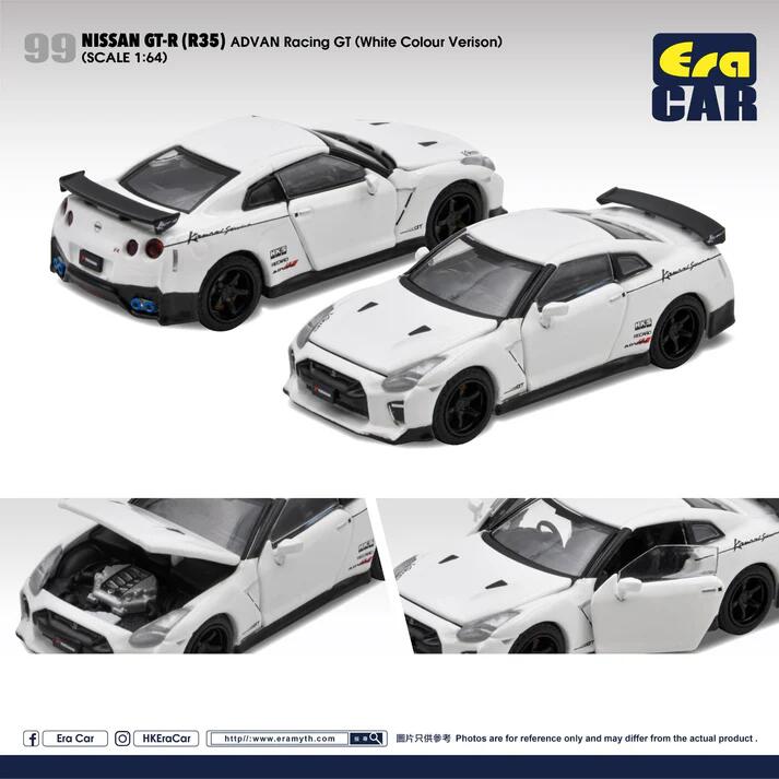 Era Car – # NS21GTR099 – Nissan GT-R (R35) – ADVAN Racing GT (White Colour Version) – (1/64)