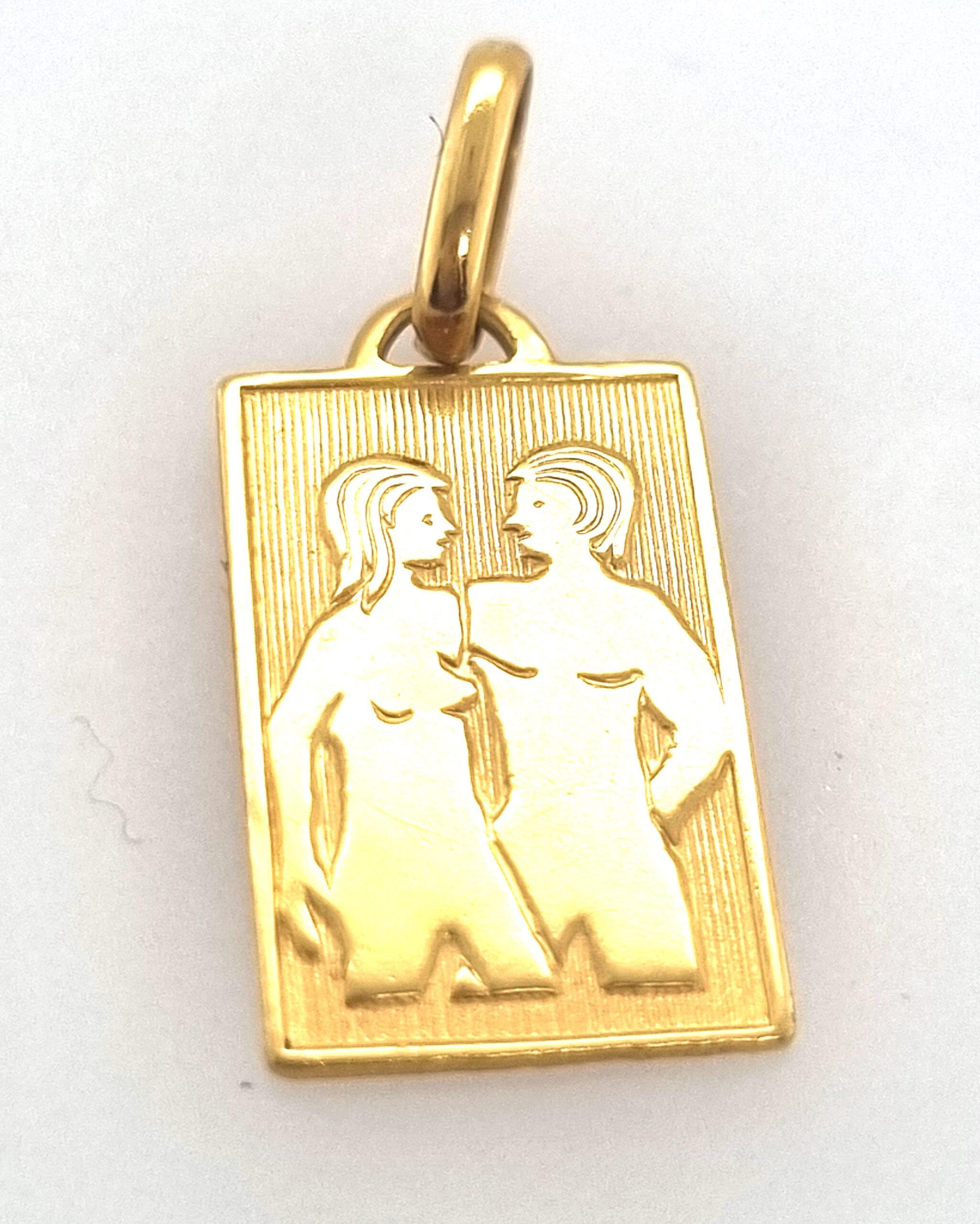 Pendentif médaille 1.8X1.1cm gémeaux or jaune 18K ( dernier modele )