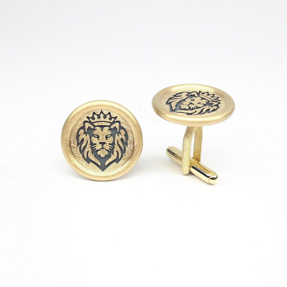 "Lions of Luxembourg", cufflinks in 18kt yellow gold. Unique piece.