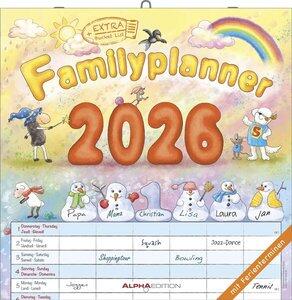 Familienplaner Cartoon 2026 by Bayer-Design, Maße (B/H): 30 x 30 cm, Broschürenkalender, sechsspaltig
