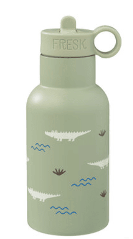 FRESK Nordic Flask stainless steel thermos bottle, 350 ml, 2 lids, collapsible straw + thermos cap, color: Crocodile