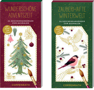 Calendrier de l'Avent créatif - Magnifique période de l'Avent / Univers hivernal féerique – 24 étiquettes cadeaux à colorier, avec perforatrice, 2 Desi
