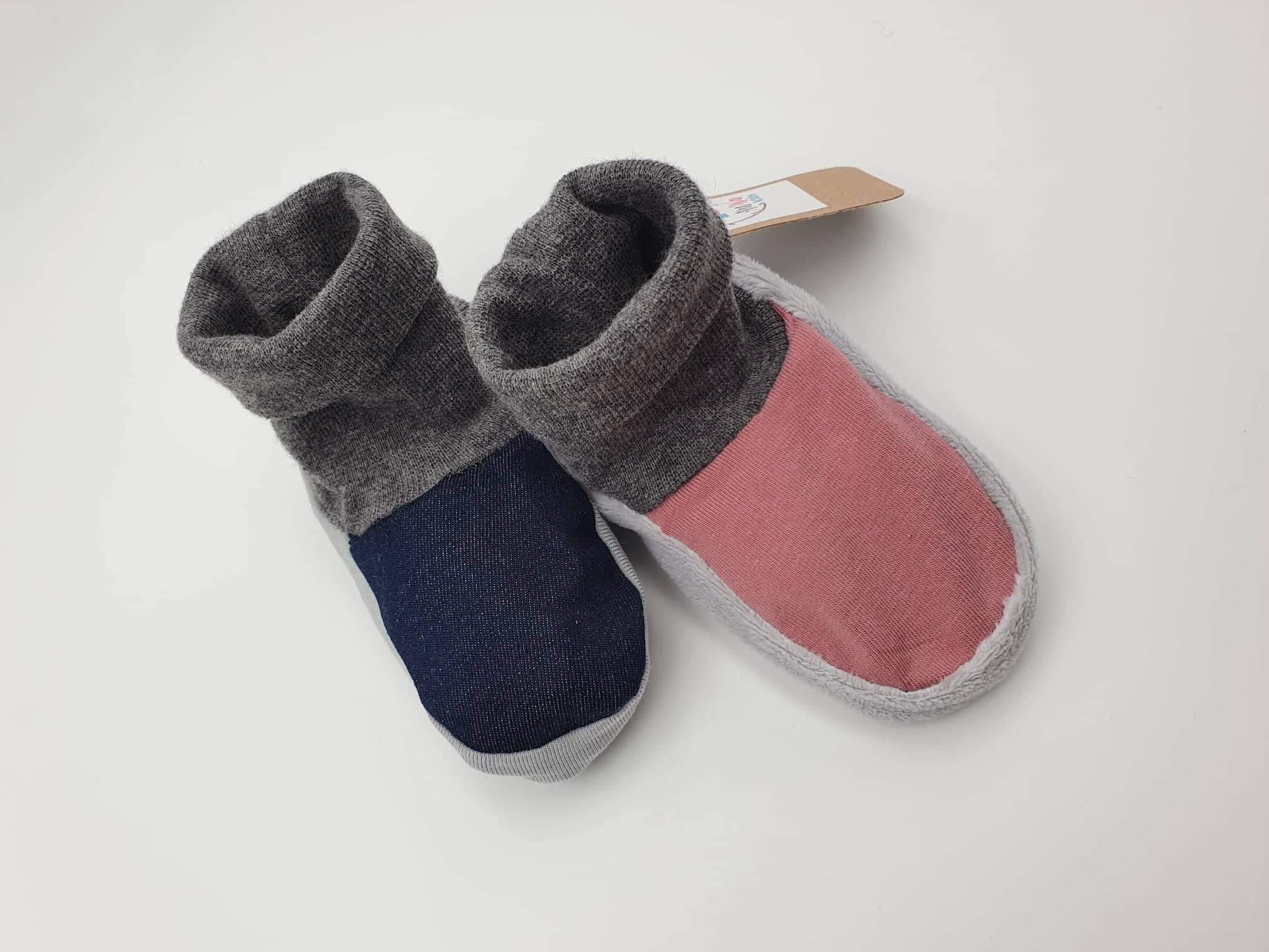 Reversible slippers for girls (jeans/pink) 