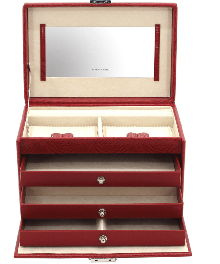Rote Schmuckschatulle, Friedrich Lederwaren