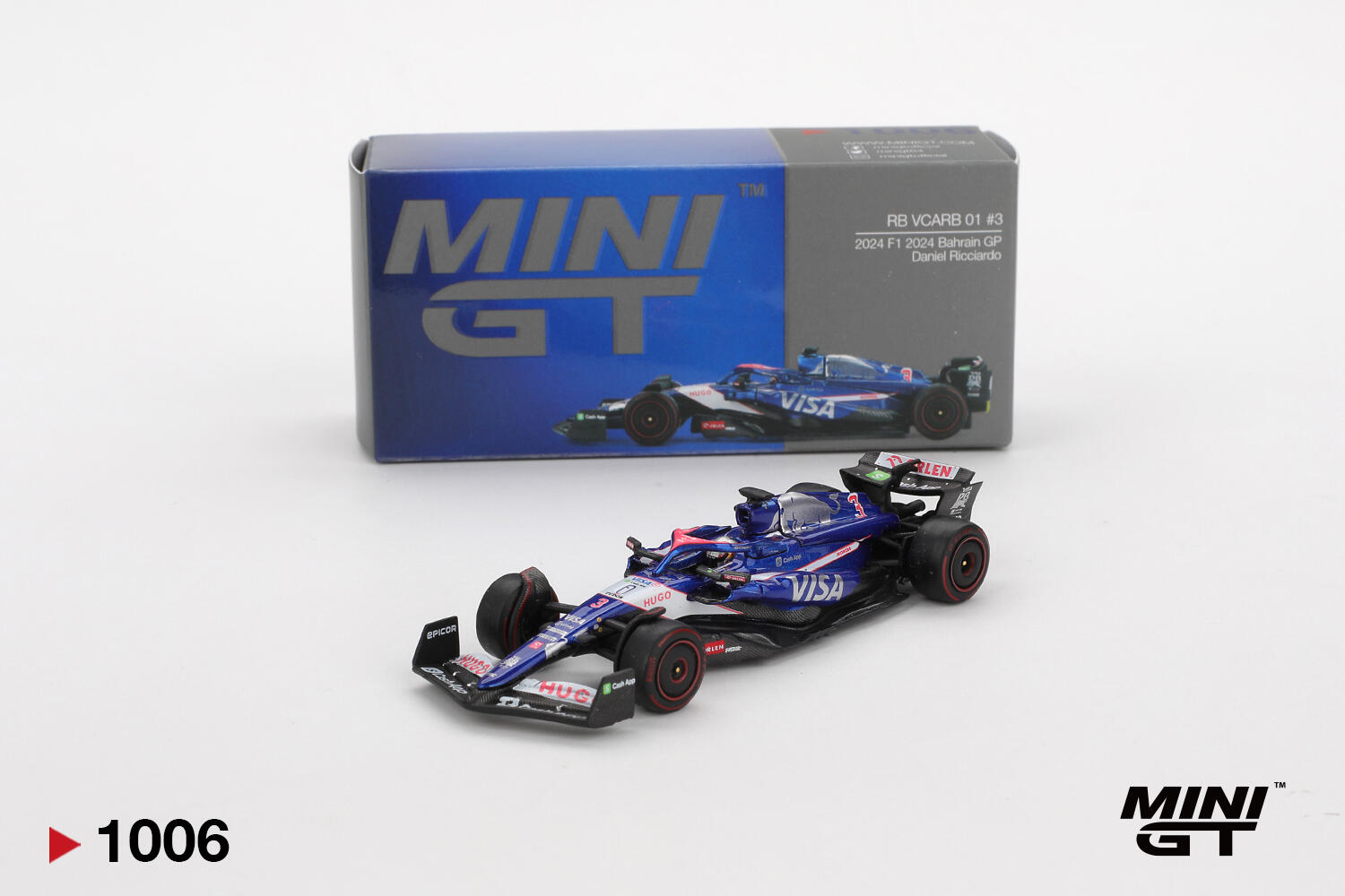 Mini GT - #MGT01006-L - RB VCARB 01 #3 - Daniel Ricciardo - 2024 F1 - 2024 Bahrain GP - 1/64