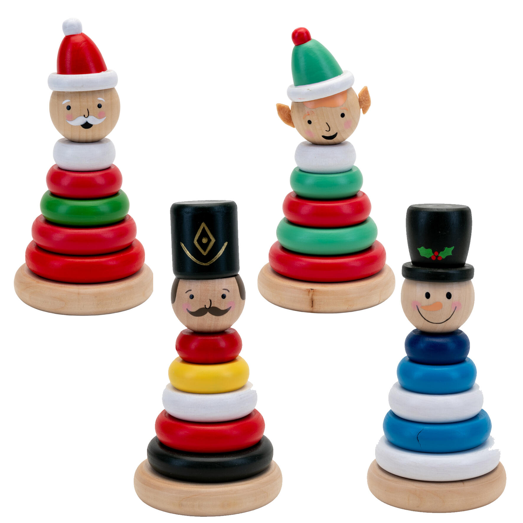 Christmas Ring Toss Toy | Santa, Snowman, Elf & Nutcracker | Festive Gift for Kids | Widdop