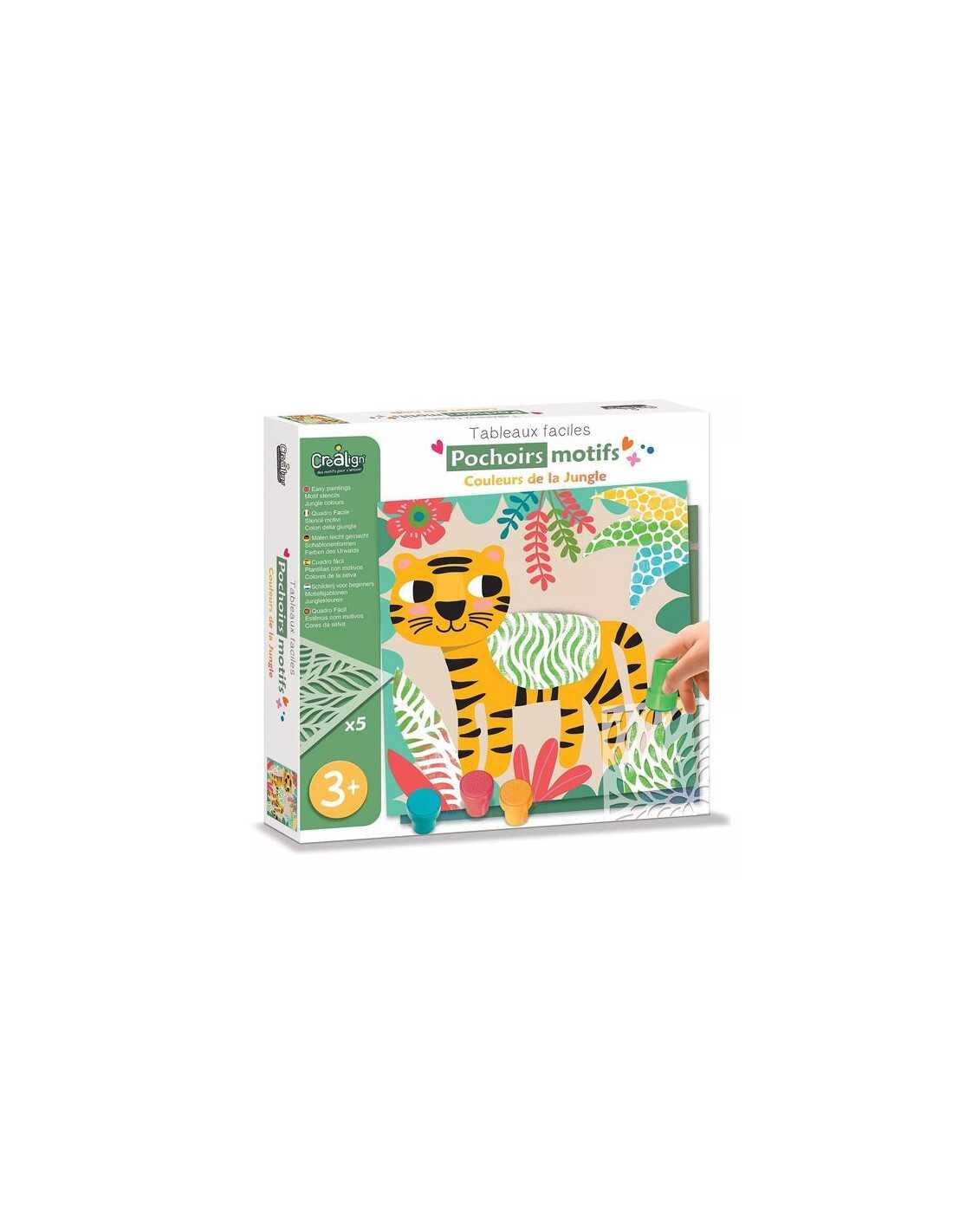 Coffret tableaux faciles : pochoirs et motifs – couleurs de la jungle