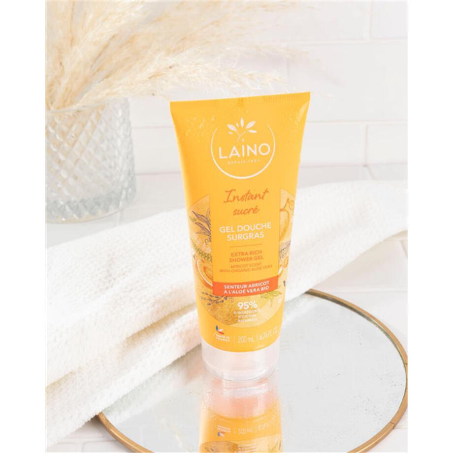 Gel douche surgras à l’Aloe vera BIO senteur Abricot, 200 ml