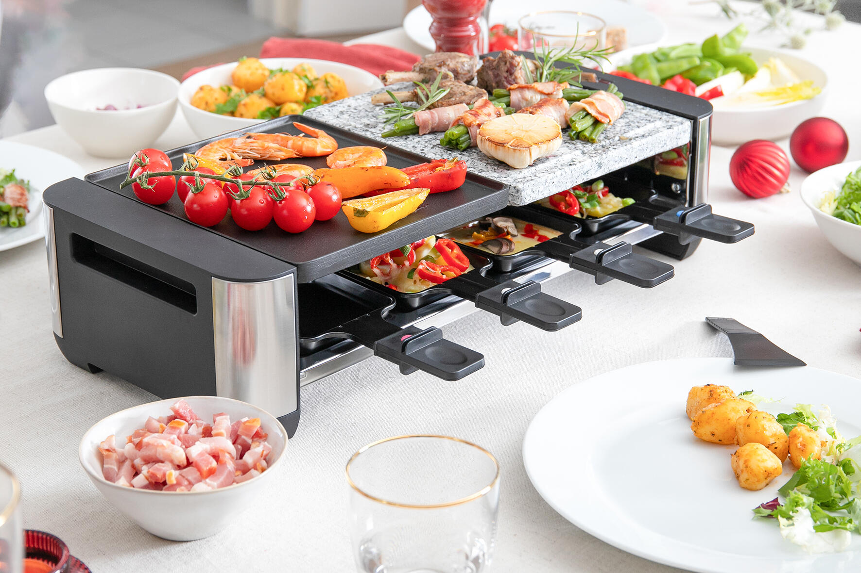 Raclette grill 2-in-1 for 8 people