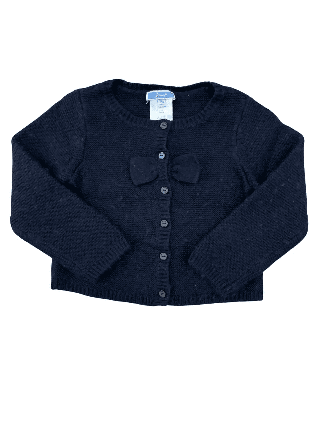 Jacadi cardigan bleu marine en laine cachemire à nœud (24M / 88)