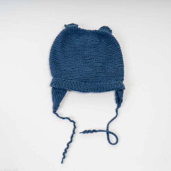 Kindermütze mit Ohren, handgestrickt, Umfang ca 40 cm