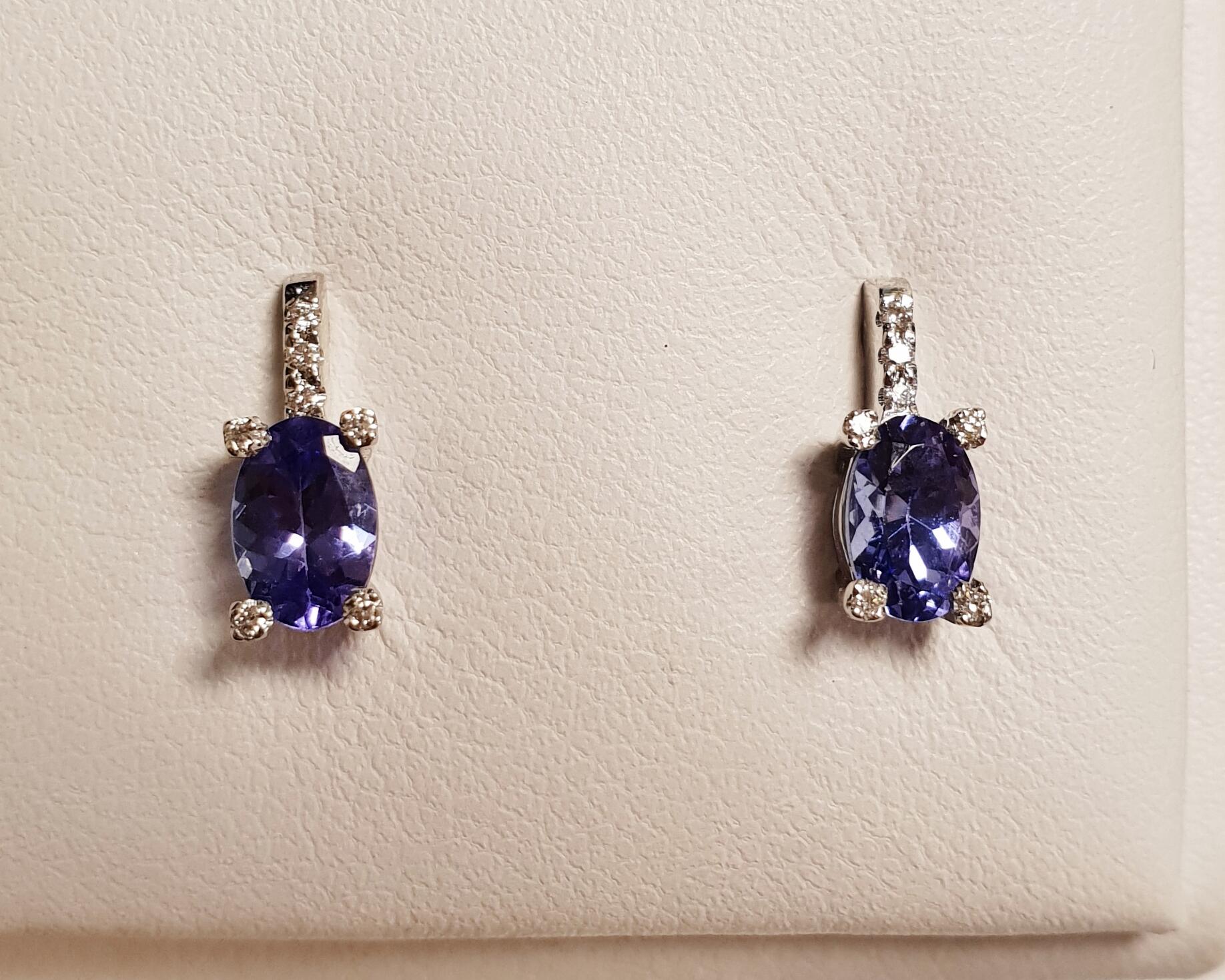 # Earrings in 18K white gold with 1ct tanzanites and 0.06ct natural diamonds