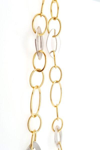 Collier maille 50cm or jaune 18K et or blanc 18K