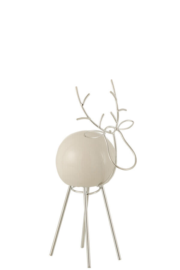 Modern reindeer / elk - porcelain white - silver metal 2359