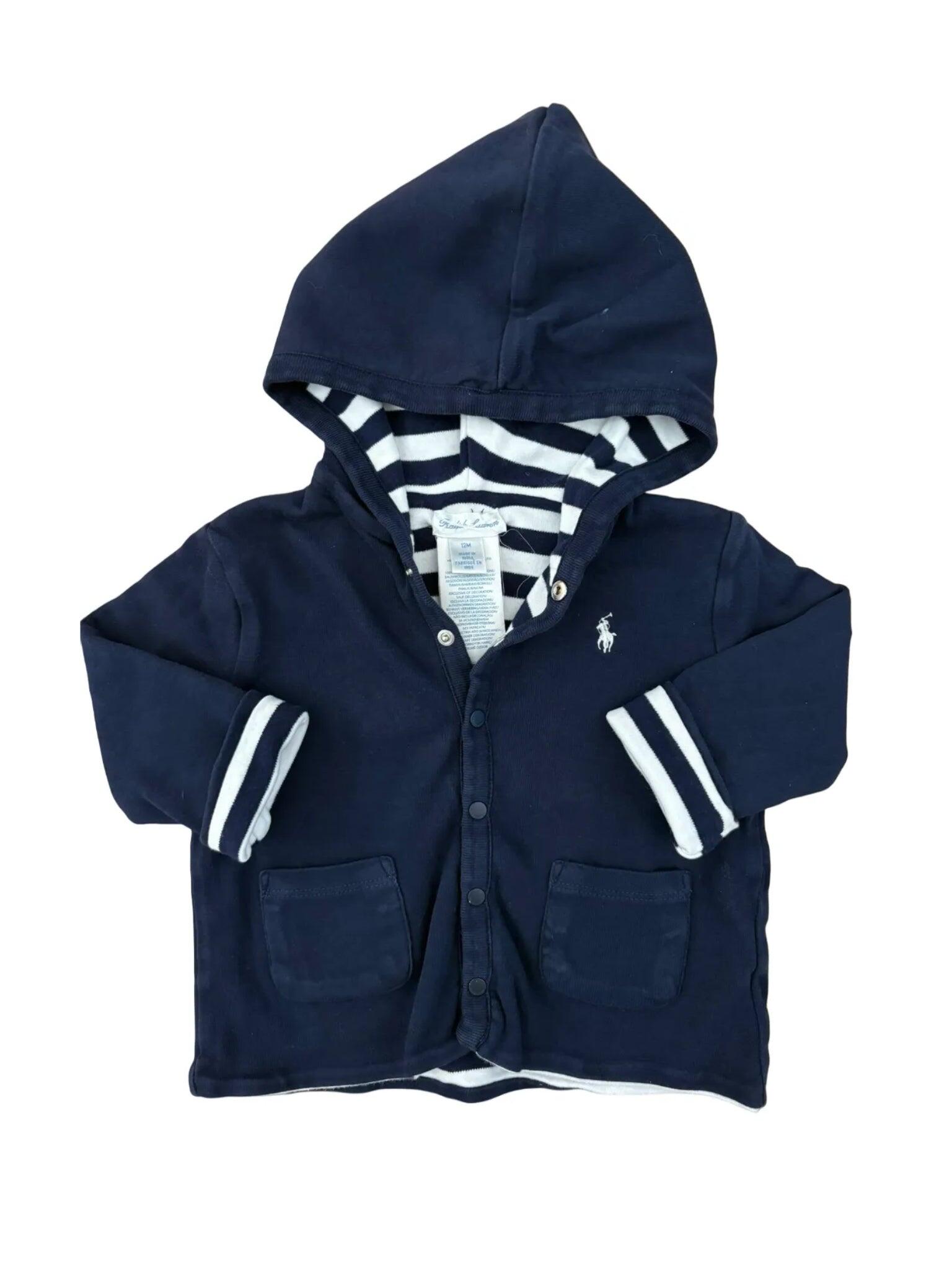 Ralph Lauren Navy Hooded Cardigan (12M)