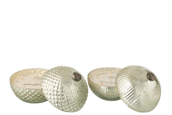 Scented candle in Christmas bauble - glass - silver-white 18 cm - 657a (55177) Winter
