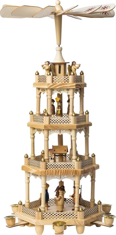 Saico Christmas Pyramid Forest Christmas for 6 pyramid candles, wood, 56 cm, natural